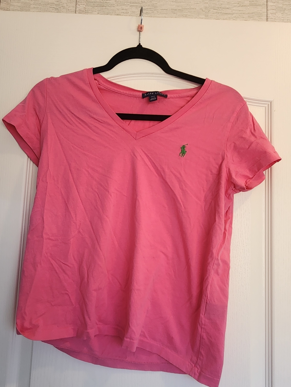 Ralph Lauren Pink V-Neck Short Sleeve Polo Tee M EUC